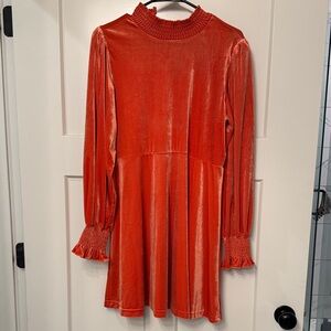 Chic Coral Velvet dress sized SMALL